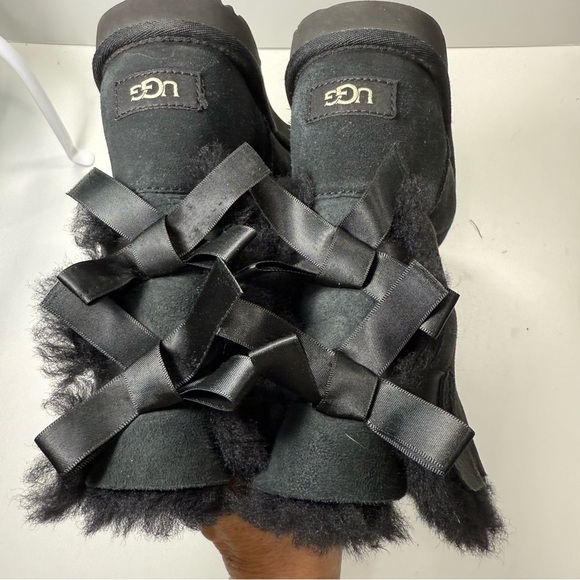 UGG Bailey Black Bow Slip On Boots - Picture 9 of 12
